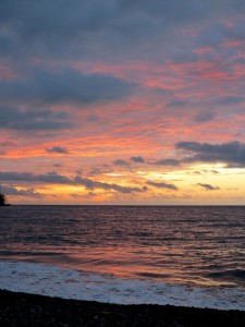 Sao Tomè, Neves, tramonto dalla spiaggia di Ponta Figo (2015) (foto Giorgio Pagano)